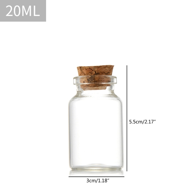 D2TA Small Glass Bottles Jars with Wood Corks Stoppers Small Glass Jars Wishing Bottles Message Bottle for Halo Wedding Gifts