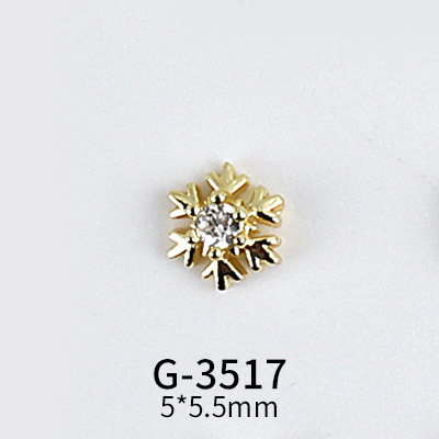 New Nail Art Real Gold Snowflake Zircon Ornaments Exquisite Snowflake Zircon Christmas Style Snowflake Pendant G-3511