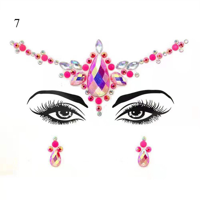 3D Sexy Face Tattoo Stickers Face Decoration Temporary Tattoo Glitter Fake Tattoo Rhinestones for Woman Party Face Jewelry Tattoo