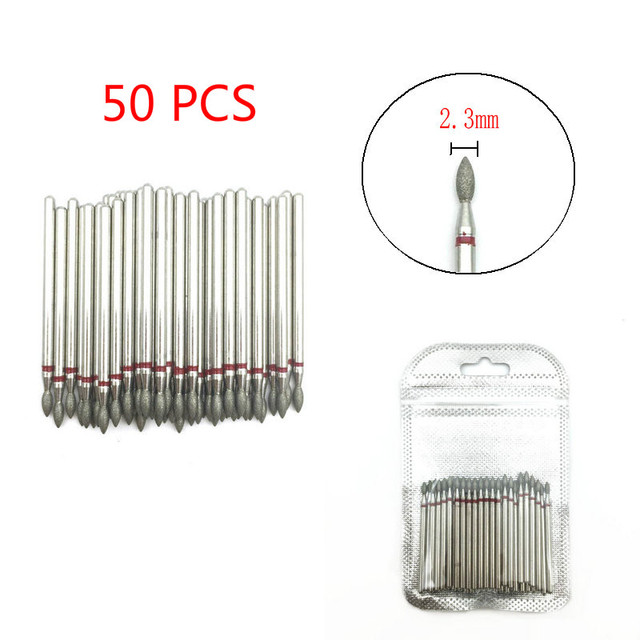 50pcs/set Nail Drill Bit Set Cutter Dental Diamond Grinding Polish Burs Dental Lab Polisher 2.35mm Shank Nail Tools