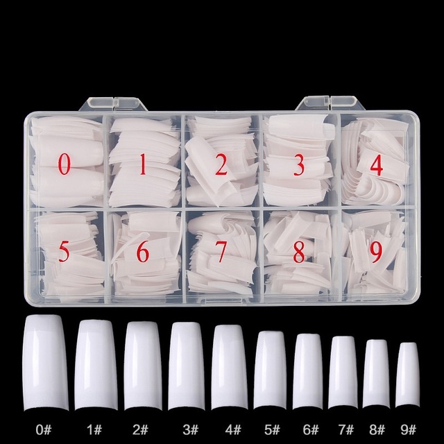 500pcs/box False Nail Tips Full Cover Colorful Ballet Nails Transparent Acrylic Nail Capsules French Manicure False Nails