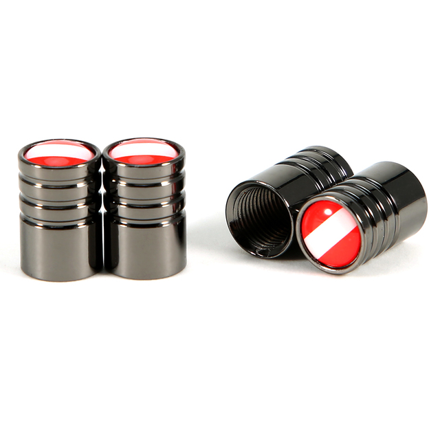 DSYCAR 4Pcs/Set Car Styling Alloy Material National Flag Pattern Style Car Tire Valve Caps Wheel Tires Tire Stem Air Cap