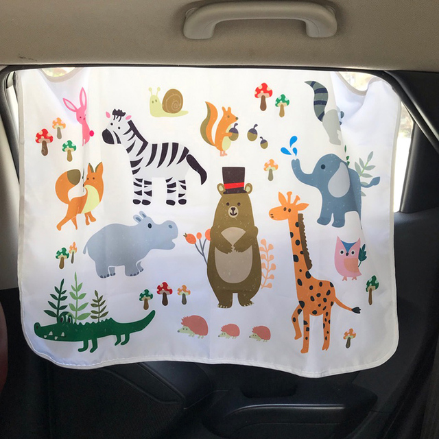 Cartoon Car Side Window Solarium Kids Early Learning Animal and Fruit Pattern Child Cognitive Windshield Sunshade Window Cover