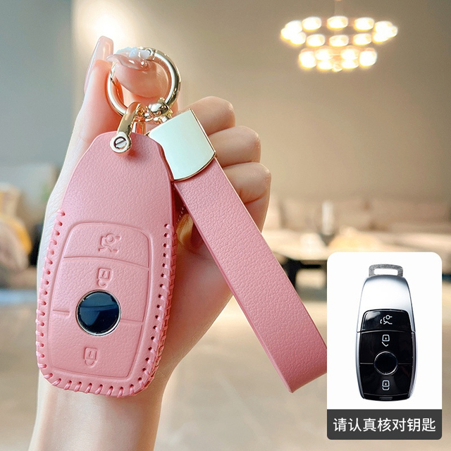 Women Car Key Leather Cover Fob Protector For Mercedes Benz E300l C260L C200L A200L E260C S320L C260l C200 Key Chain Holder