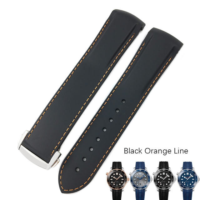 18mm 19mm 20mm 21mm 22mm rubber silicone watches bands for Omega 300 speedmaster strap brand watchband blue black orange