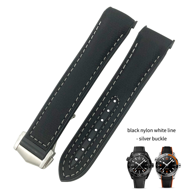 19mm 20mm 21mm 22mm Rubber Leather Watchband Fit For Omega Planet Ocean Seamaster Diver 300 Silicone Nylon Sports Watch Strap