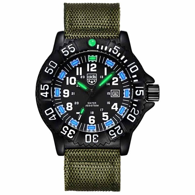 Addie Men's Watches Military Leisure Sports Outdoor Luminous Watch Multifunction NATO Nylon Waterproof Quartz Watch for Men