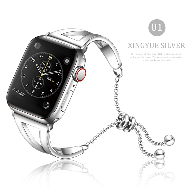 Ladies Bracelet Strap for Apple Watch Bnad + Diamond Chain Chain Se 65432 Band 42mm 44mm Stainless Steel for iWatch 38mm 40mm