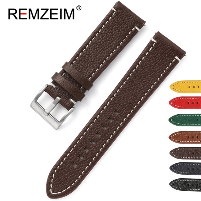 Double-sided Leather 18mm 20mm 22mm 24mm Watchband Quick Release Watch Band Strap Men Women Yellow Red Black Watch Accessories