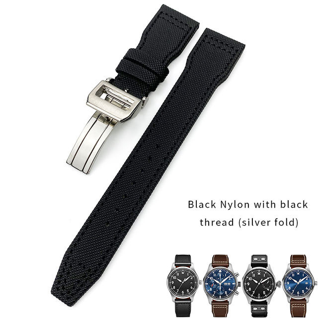 20/21/22mm High Quality Calfskin Leather Nylon Watch Strap Fit For IWC Pilot SPITFIRE MARK18 PORTOFINO Best Gun IW3777 Watchband