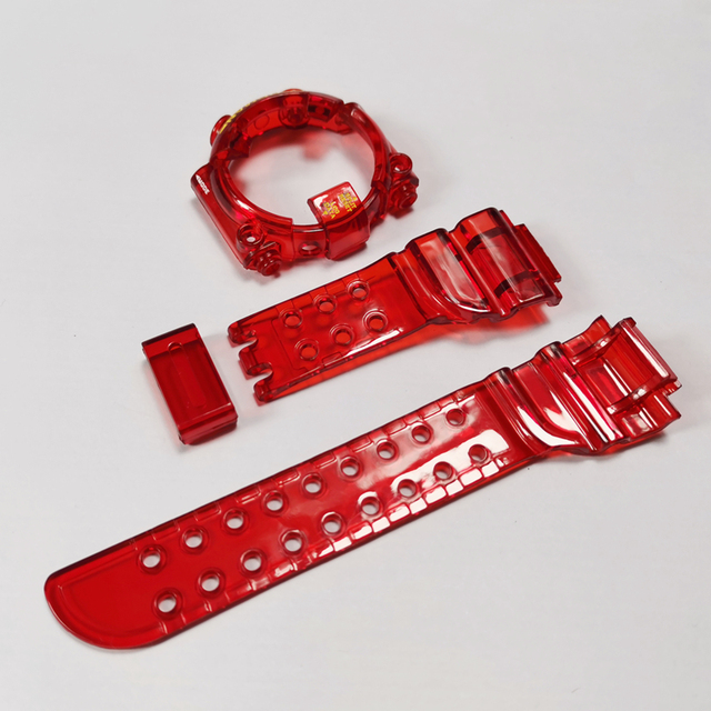 DW8200 Watchband Ice Bezel Transparent Watchband and Cover Customize Colorful Silicone Bracelet Replacement for DW8200 with Tools