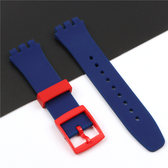 20mm silicone strap female pin buckle watch accessories for swatch SUSB400 SUSW402 men's sports waterproof bracelet watch band