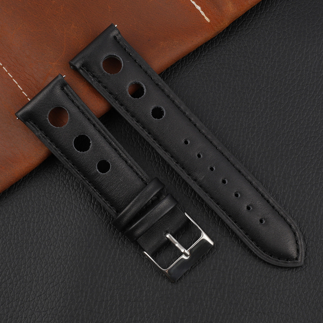 Onthelevel Leather Watchband 18mm 20mm 22mm 24mm Black Brown Coffee Racing Strap Handmade Stitching Quick Release Watch Strap