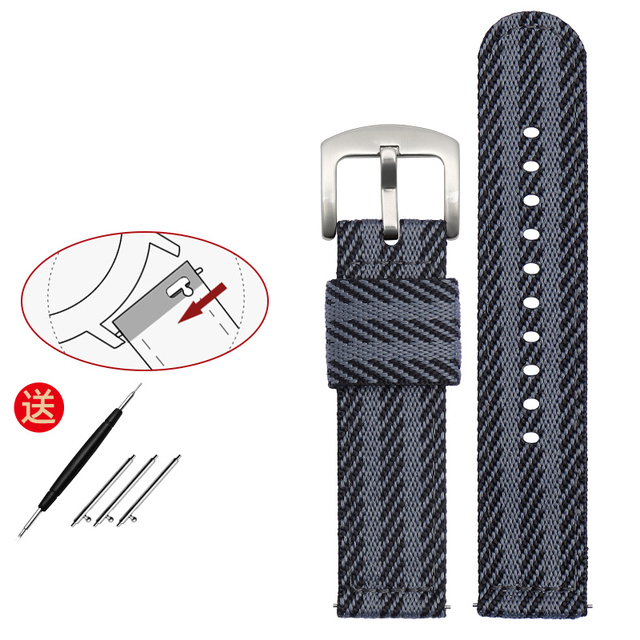 Senior Nylon Watchband 18mm 19mm 20mm 21 22mm 23mm 24mm Dark Blue Watch Strap Quick Release Bar Waterproof Bracelet Wrist Band