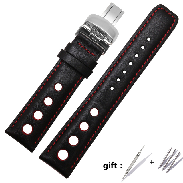 Watchband 20mm Genuine Leather Strap for PRS516 Men's Watches Band with Butterfly Clasp Black Brown Soft Cowhide Leather Strap