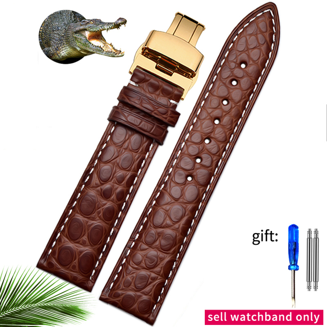 Crocodile crocodile leather strap for Longines Master Omega men and women butterfly clasp watchband 12 14 16 18 20 22 24mm