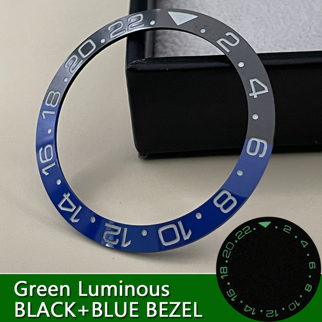 Sub green ceramic bezel insert super C3 green/blue luminous watch case outer ring 38mm*30.6mm suit for 40mm GMT NH35 series watch