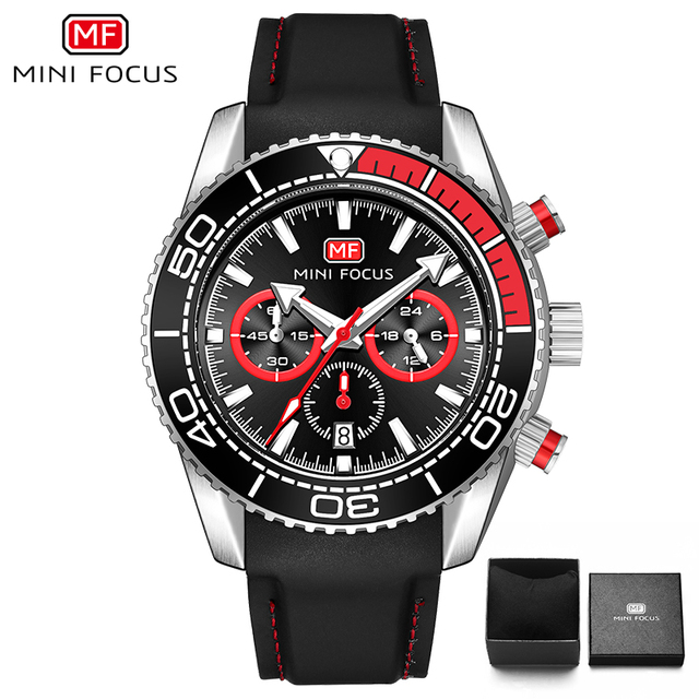 Fashion Men's Watches Multifunction Water Resistant Sport Wristwatches Luxury Quartz Luxury Brand Black Silicone Strap