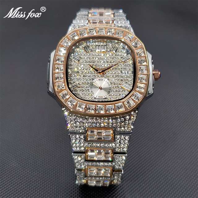 Ice Out Gold Men's Watches Diamond Luxury Design Top Brand Diver Watches Men Water Resistant Dropshipping Men's Watch 2020