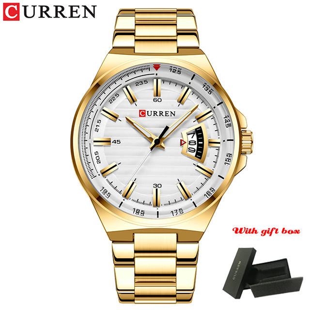 CURREN Fashion Auto Date Stainless Steel Watch For Men Luxury Business Quartz Watch Men Sport Waterproof Male Clock