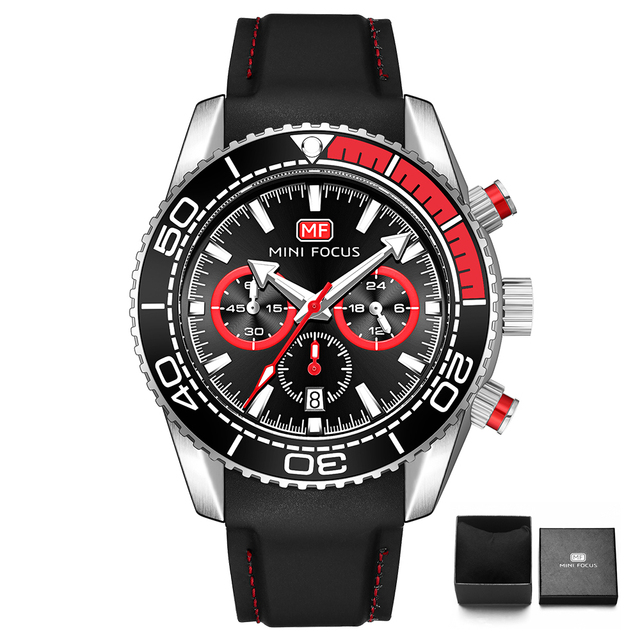 Fashion Men's Watches Multifunction Water Resistant Sport Wristwatches Luxury Quartz Luxury Brand Black Silicone Strap