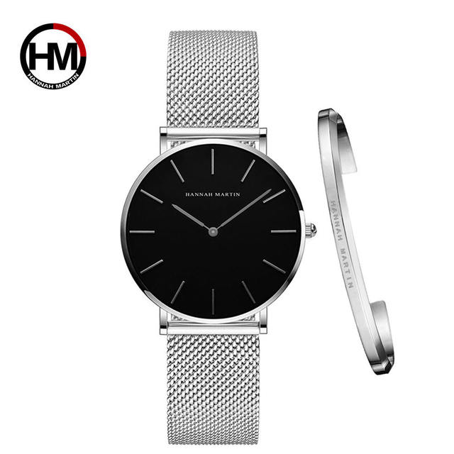 Women Watch 1 Set Bracelet Japan Quartz Simple Movement Waterproof Rose Gold Stainless Steel Mesh Ladies Watch relogio feminino