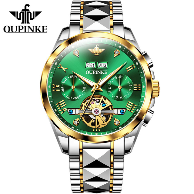 OUPINKE Watch for Men Luxury Brand Tourbillon Watches Sapphire Glass Tungsten Steel Waterproof Men Mechanical Wristwatches