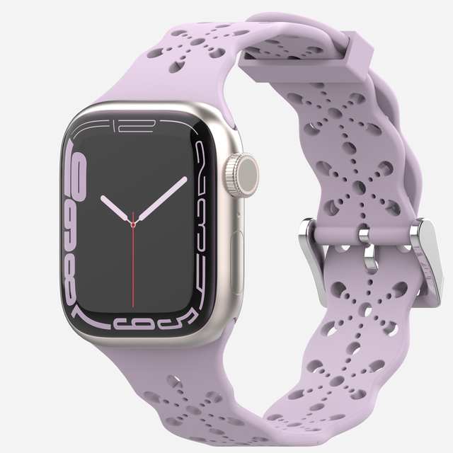Lace Silicone Strap for Apple Watch Bnad 7 45mm 41mm Breathable Silicone Wristband for iWatch 6 5 4 3 SE 44mm 42mm 40mm