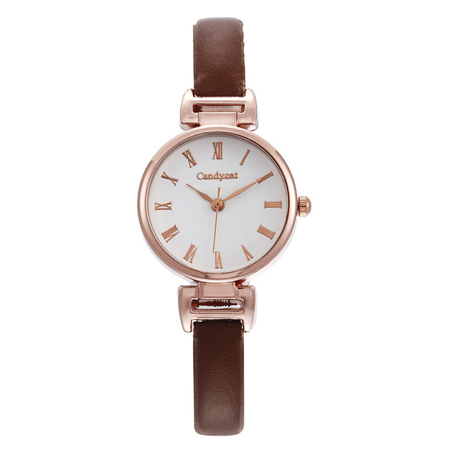 Casual and versatile little fresh Roman lady quartz watch leisure small leather fine strap student watch