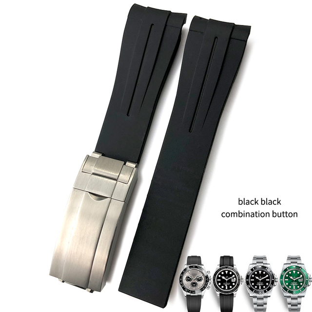 20mm 19mm 21mm Rubber Silicone Band Fit For Daytona Role Perpetual Oysterflex GMT Submariners Watch Strap Steel Folding Buckle Man