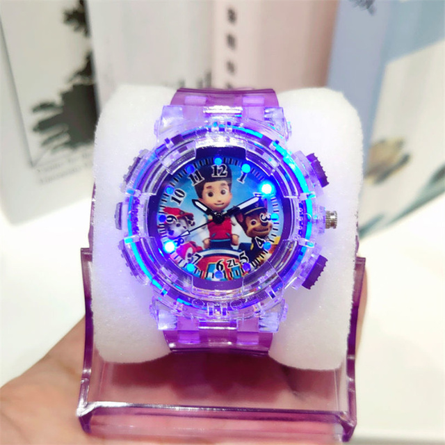 Colorful Lights Children's Watch Rubber Strap Quartz Pointer Boy Girl Gift Flash Student Watches Cartoon Drop Shopping A4250