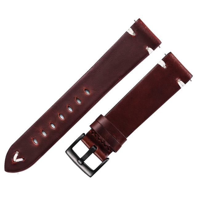 Oil Wax Leather Watch Band 18mm 20mm 22mm Cow Watchbands Retro Bracelet 19mm Handmade Stitching Wristband