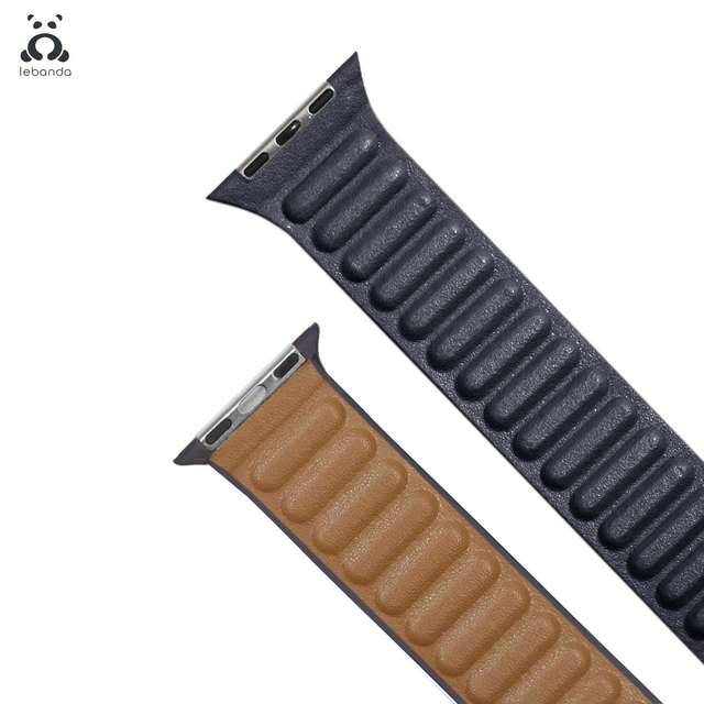 Lebanda Leather Series Strap For iwatch Series 7 6 SE 5 4 3 2 1 Apple Watch Strap Brown Back Two Colors Strap With Magnet Buckle