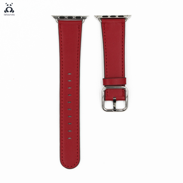 Lebanda Classic Fit Strap For Apple Watch Series 7 6 SE 5 4 3 Strap Fit For iwatch Calfskin Leather Modern Design Square Buckle