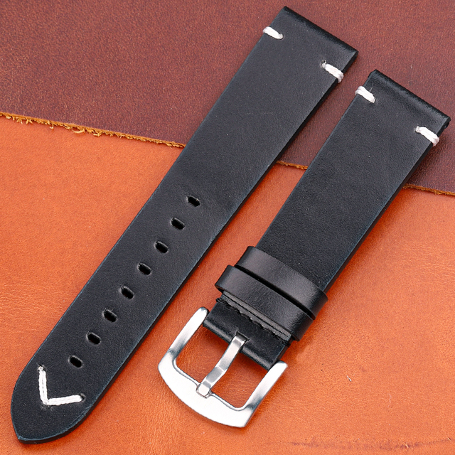 Oil Wax Genuine Leather Watch Band Handmade Cowhide Strap Women Men 18mm 20mm 22mm 24mm Quick Release Vintage Strap Accessories