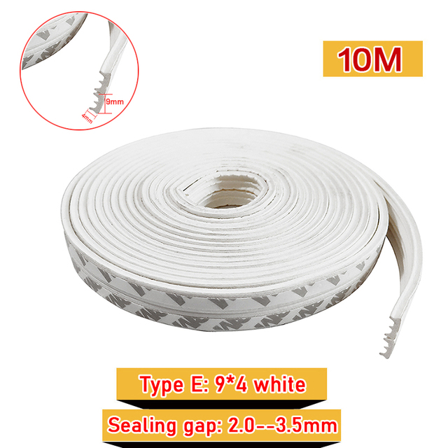 10M DIEP Door Type Weather Strip Self Adhesive Rubber Tape Foam Tape Window Dustproof Soundproof Insulation Tape