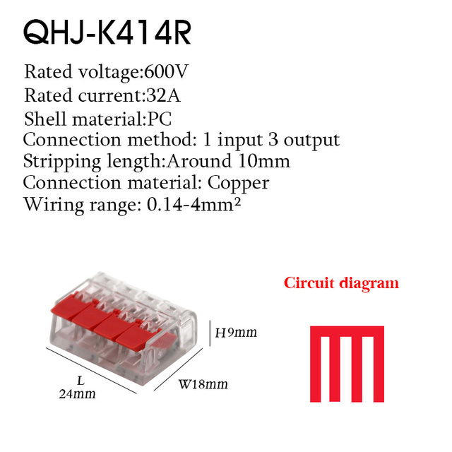 Wire Connector Small Quick Universal Compact Connector Spring Wire Cable Electrical Connectors Push In Terminal Block 412-415