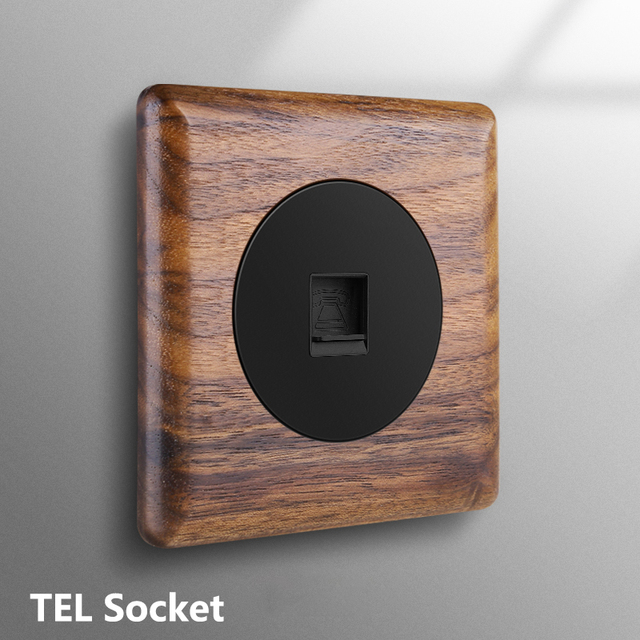 Avoir Black Walnut Solid Wood Wall Light Switches With LED Indicator Toggle Switch 1 2 3 4 Gang 2 Way EU French Electrical Socket