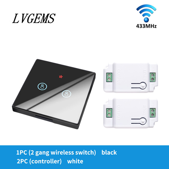 Wireless Switch with Touch Glass Panel, 1/2/3 Button, RF433Mhz, Smart Home Improvement, Wireless Remote Control, Controller, 90-240V