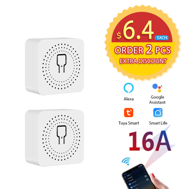 Avoir 1-5pcs Smart Life Circuit Breaker Tuya Switch Wifi Smart Home Socket Wireless Sensor Switch Mini Wifi Console 16A