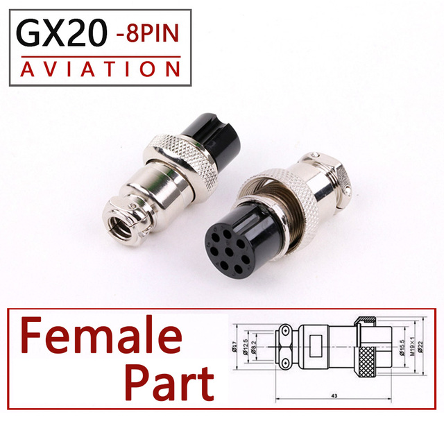 10pcs High Quality GX20 2/3/4/5/6/7/8/9/10/12/15 Pin Female 20mm Round Wire Flight Board Connector Socket Industrial Socket