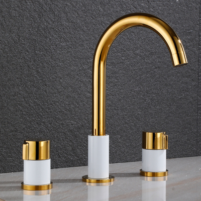 Faucet modern bathroom cabinet washbasin hot and cold double handle three-hole washbasin split three-piece faucet 01-587