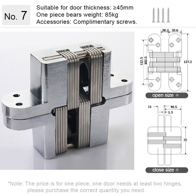 Hidden Hinge Invisible Cabinet Door Hinge , Zinc Alloy Hidden Door Hinge 180 Degree Swing Hinges For Front Door Wooden Box