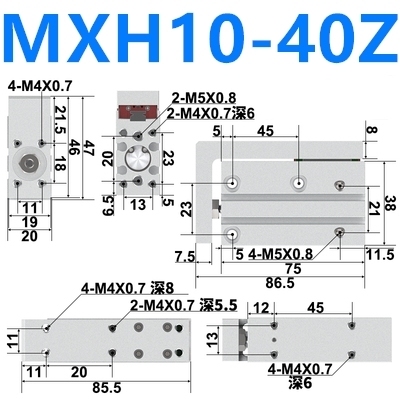 MXH10 Compact Slide Cylinder Same asSMC MXH10-5Z MXH10-10Z MXH10-15Z MXH10-20Z MXH10-25Z MXH10-30Z MXH10-40Z MXH10-50Z MXH10-60Z