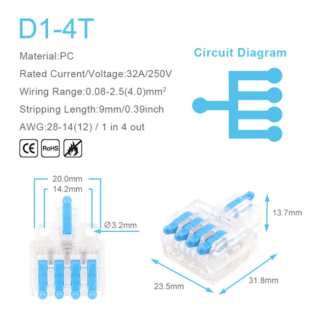 25/50/100pcs Transparent Can Fixed Wire Splitter Universal Compact Connector Terminal Block Cable Fast Splicing Wiring Connector