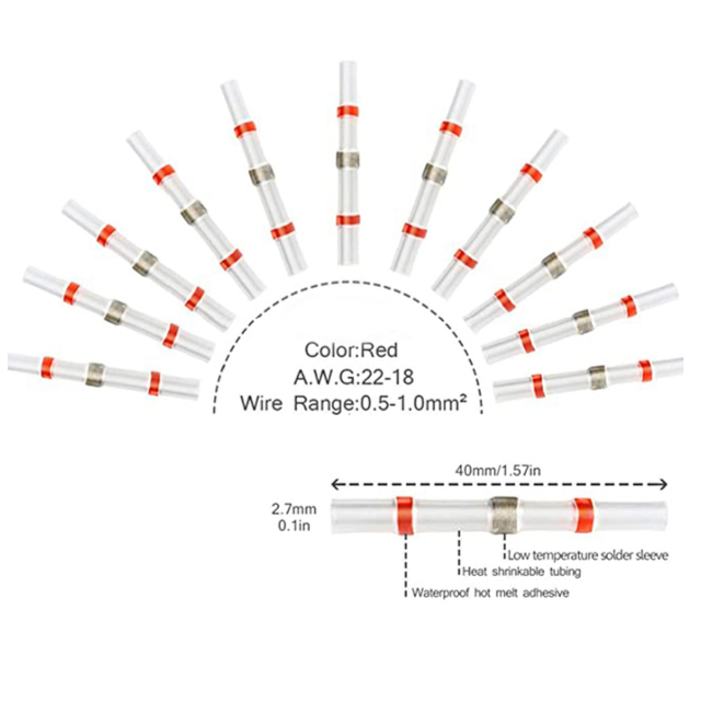 50/100/250pcs Mixed Heat Shrink Connect Terminals Waterproof Solder Sleeve Tube Insulated Electrical Wire Butt Connectors Kit