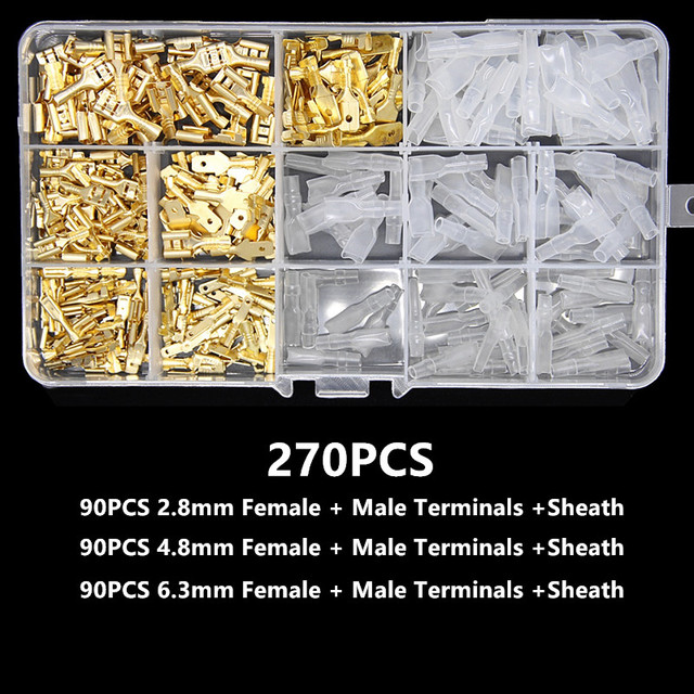 270/315/450/900pcs 2.8/4.8/6.3mm Crimp Terminals Insulated Seal Electrical Wire Connectors Crimp Terminal Connector Assortment