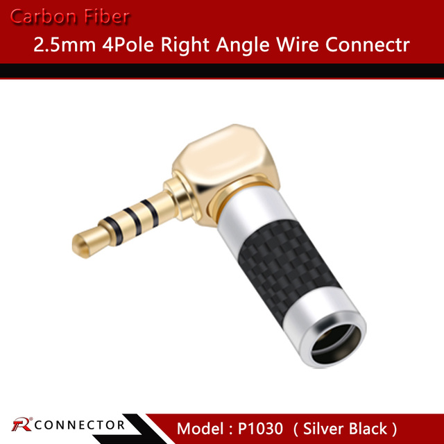 4pcs carbon fiber 2.5mm 3 pole 4 pole stereo male plug right angle 4.4mm 5 pole jack connector