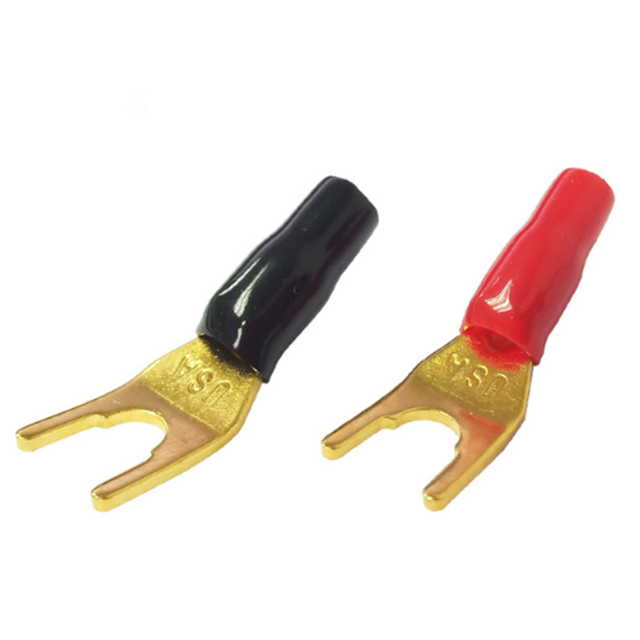 10pcs "U" "Y" Banana Plug Connector Copper Nickel Plated Gold Spade Speaker Mosaic Plug Audio Screw Fork Connectors Adapter