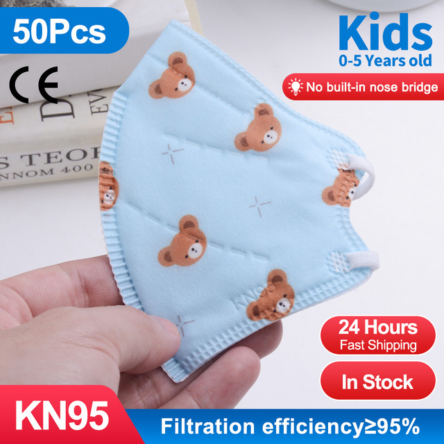 10-100pcs 5 Layers KN95 Face Mask FFP2 Mascarillas for 0-5 Years Children Masque Filter ffp2fan Dustproof mascarilla fpp2 homology ada